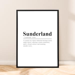 Sunderland Travel Print Wall Art Sunderland Poster Décor Sunderland Print Minimalist Sunderland England Poster Sunderland Definition Print