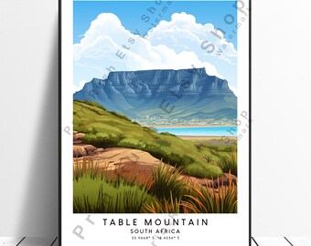 Südafrika Reise-Druck Buntes Tafel-Berg-Druck Tafelberg-Druck Minimalistisches Tafelberg-Wand-Kunst-Geschenk Plakat