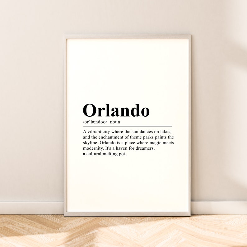 Print Rolnondo Orlando Travel Print Orlando Poster Orlando Definition Print Orlando ...