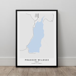 Lake Pragser Wildsee Travel Print Pragser Wildsee Map Wall Art Minimalist Pragser Wildsee Wall Print Pragser Wildsee Map Poster
