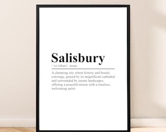 Stampa Salisbury Inghilterra Poster di definizione di Salisbury Stampa di viaggio di Salisbury Arte murale Poster da parete di Salisbury Stampa minimalista Décor