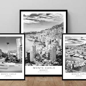 Monaco Reise Poster Monaco Wand Kunst Schwarz Weiß Monaco Poster Minimalistisches Monte Carlo Poster Monte Carlo Kunstdruck Monaco Geschenk Poster