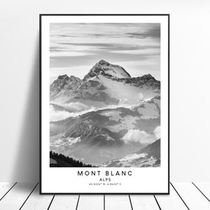 Mont Blanc Travel Print Mont Blanc Wall Art Minimalist Mont Blanc Art Print Mont Blanc Poster Mont Blanc Print Mont Blanc Gift Print