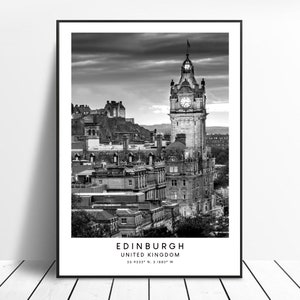 Impressão de viagem em Edimburgo, Escócia, pôster em preto e branco de Edimburgo, arte minimalista de parede de Edimburgo, impressão de parede de Edimburgo, pôster de presente de Edimburgo