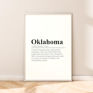 Impresión de viaje de Oklahoma Arte de pared de Oklahoma Impresión de Oklahoma Póster de Oklahoma Impresión de pared minimalista de Oklahoma Decoración de pared del estado de Oklahoma Regalo