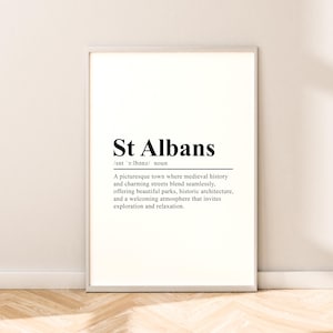 St. Albans reizen print muur kunst St. Albans poster muur decor St. Albans print minimalistische St. Albans kunst St. Albans Home decor cadeau print