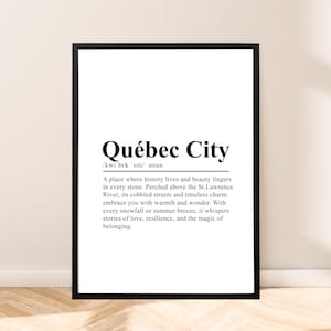 Minimalist Québec City Poster City Definition Print Black And White Dictionary Art Québec City print Québec City Wall Art Home Decor Gift