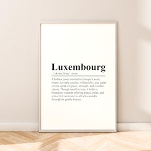 Luxembourg Wall Art Minimalist Definition Poster Luxembourg Poster Print Home Décor Luxembourg Travel Print Gift Décor Wall Quote