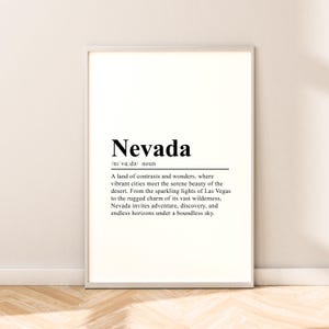 Impresión de viaje de Nevada Póster del estado de Nevada Impresión de definición Arte de pared de Nevada Impresión de pared de Nevada Cita minimalista de Nevada Decoración del hogar Regalo