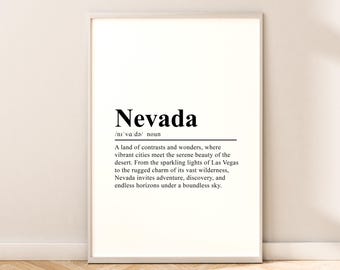 Nevada Travel Print Nevada State Poster Definition Print Nevada Wall Art Nevada Wall Print Minimalist Nevada Wall Quote Home Décor Gift