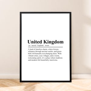 Minimalistische Verenigd Koninkrijk print land definitie Verenigd Koninkrijk muur kunst Verenigd Koninkrijk poster muur citaat reisdecor cadeau