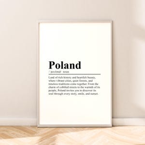 Poland Travel Print Poland Definition Poster Poland Wall Art Poland Wall Print Minimalist Poland Art Home Décor Poland Wall Quote Gift