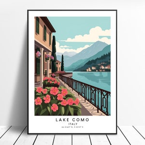 Italien Reise Druck Buntes Comer See Poster Abstrakter Comer See Druck Minimalistisches Comer See Wandkunst Comer See Wandposter Italien Geschenk Poster