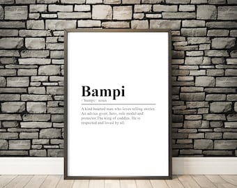 Bampi Definition Print Bampi Definition Poster Grandad Print Grandfather Print Grandad Gift Grandfather Gift Bampi Gift Art