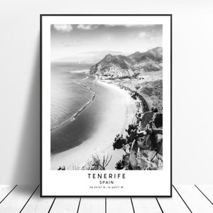 Teneriffa Poster Schwarz-Weiß Teneriffa Poster Teneriffa Wandkunst Druck Teneriffa Wanddruck Teneriffa Kanarische Inseln Poster Teneriffa Kunstwerk