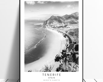 Tenerife Print Black and White Tenerife Poster Tenerife Wall Art Print Tenerife Wall Print Tenerife Canary Islands Poster Tenerife Art Work