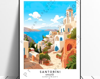Santorini Travel Print Santorini Poster Santorini Wall Art Greece Santorini Poster Minimalist Santorini Gift Art Christmas Gift