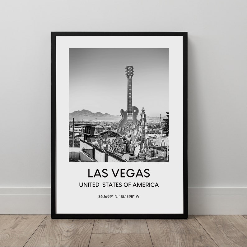 Las Vegas Travel Print Las Vegas City Wall Art Print Black and White Las Vegas Nevada Home Decor Las Vegas Poster Las Vegas Gift Print immagine 6