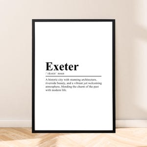 Exeter Travel Print Exeter Poster Exeter Wall Art Exeter Definition Print Minimalist Exeter England Wall Décor Exeter Print Gift Art