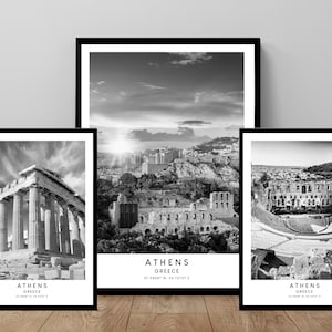 Athens Travel Print Athens Wall Art Black and White Athens Poster Minimalist Athens Art Print Athens Amphitheatre Print Parthenon Print