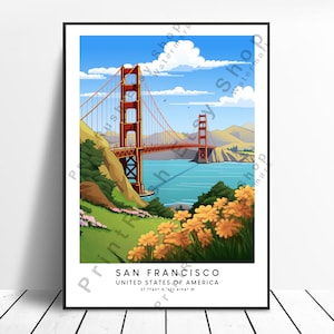 Stampa di viaggio di San Francisco Poster di San Francisco Arte murale di San Francisco Stampa di San Francisco Decorazione murale di San Francisco Regalo da appendere alla parete