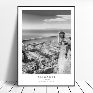 Alicante Travel Print Alicante Spain Wall Art Alicante City Print Black and White Alicante Home Décor Alicante Poster Alicante Gift Print