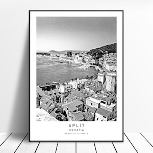 Split Kroatien Reise Print Schwarz Weiß Split Print Minimalist Split Wand Kunst Split Poster Split Wand Print Split Geschenk Print