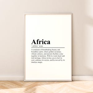 Africa Travel Print Africa Wall Art Africa Poster Wall Hanging Minimalist Africa Wall Print Wall Quote Décor Gift