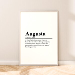 Augusta Maine Travel Print Wall Art Augusta Poster Wall Décor Augusta Print Minimalist Augusta Wall Poster Augusta Home Décor Gift Art