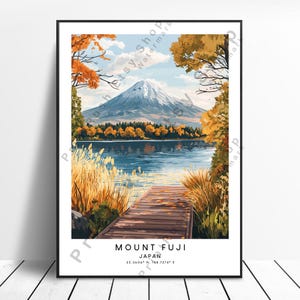 Mount Fuji Print Colourful Mount Fuji Poster Japan Wall Print Wall Hanging Japan Poster Home Décor Mount Fuji Illustration Gift Art