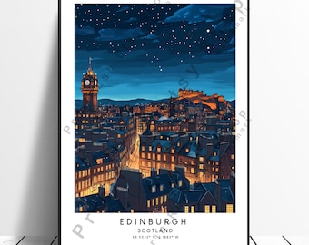 Impresión de viaje a Escocia Arte mural de Edimburgo Póster de Edimburgo Ilustración de Edimburgo Póster mural de Edimburgo Impresión mural de Edimburgo Regalo de Edimburgo