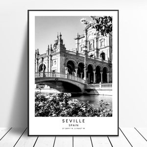 Seville Spain Travel Print Black and White Seville Poster Seville Wall Print Minimalist Seville Wall Art Décor Seville Gift Art Print