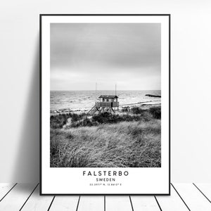 Falsterbo Print Black and White Falsterbo Travel Poster Falsterbo Wall Print Falsterbo Wall Art Minimalist Falsterbo Sweden Art Poster