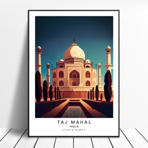 Taj Mahal Travel Art Colourful Taj Mahal Poster Taj Mahal Wall Print Minimalist Taj Mahal Poster Taj Mahal Wall Art Taj Mahal  Gift Print