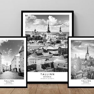 Tallinn Estonia Travel Print Tallinn Wall Art Black and White Tallinn Print Tallinn Coordinates Poster Minimalist Tallinn City Art Gift