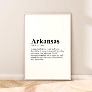 Arkansas Travel Print Wall Hanging Arkansas Print Dictionary Poster Arkansas Poster Minimalist Arkansas Wall Print  Décor Wall Quote Gift