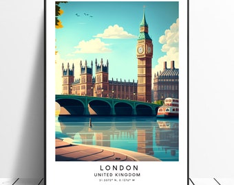London Reise Druck London Poster London Wand Kunst DruckPoster London Kunstdruck London Druck London Gif Art