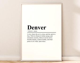 Denver Travel Print Denver Wall Art Denver Poster Denver Print Minimalist Denver Wall Print Denver Colorado Wall Décor Gift Art