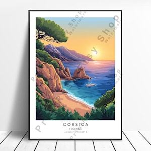 Corsica Travel Print Colourful Corsica Poster Wall Art Corsica Print Wall Hanging Corsica France Décor Corsica Art Corsica Gift Poster