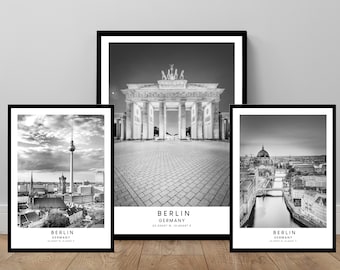 Berlin-Reisedruck, Berlin-Wandkunst, schwarz-weißes Berlin-Poster, Berlin-Kunstdruck, Berlin-Stadtposter, Berlin-Wohnkultur, Berlin-Geschenkkunst