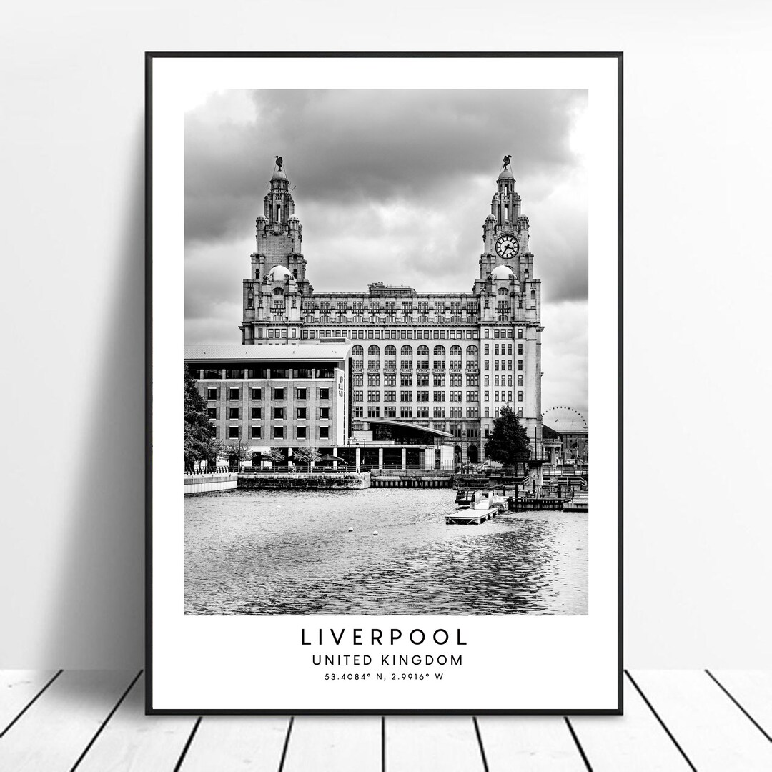 Liverpool Travel Print Liverpool City Wall Art Print Zwartwit Etsy Nederland