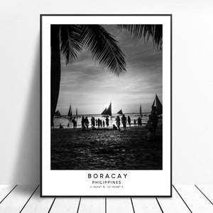 Boracay Travel Print Poster Boracay in bianco e nero Boracay Island Stampa Boracay Wall Art Minimalista Boracay Filippine Stampa murale