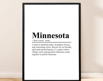 Minnesota Travel Poster Minnesota Print Dictionary Poster Minnesota Wall Art Minnesota Wall Print Minimalist Minnesota Wall Quote Décor Gift