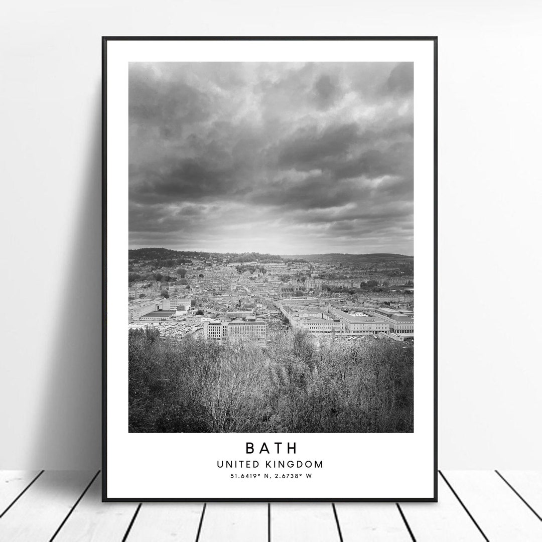 Bath Travel Print Black and White Bath City Poster Bath Wall Print Bath