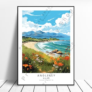 Anglesey Wales Reise-Druck Anglesey Poster Anglesey Druck Minimalistisches Anglesey Wandkunst Anglesey Home Décor Bunt Anglesey Kunst Geschenk