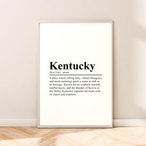Kentucky Sate Print Kentucky Wandkunst Kentucky Poster Definition Print Kentucky Reiseposter Kentucky Home Décor Geschenk Wörterbuch
