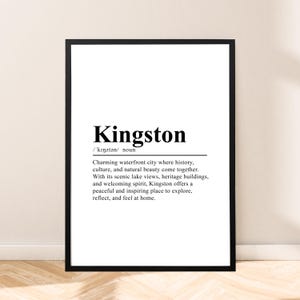 Kingston Canada Travel Poster Kingston Wall Art Kingston Wall Print Kingston Wall Poster Minimalist Kingston Definition Art Wall Quote