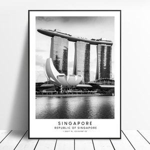 Singapore Print Black and White Singapore Poster Singapore Print Singapore Minimalist Wall Art Singapore Travel Print