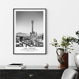 Las Vegas Travel Print Las Vegas City Wall Art Print Black and White Las Vegas Nevada Home Decor Las Vegas Poster Las Vegas Gift Print immagine 3