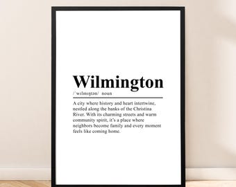 Wilmington Delaware Print Wall Art Wilmington Poster Dictionary Print Wilmington Travel Print Minimalist Wilmington Wall Quote Décor Gift